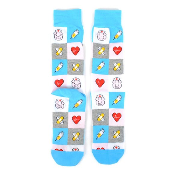 Men's Crew Socks -Health Worker Series- Nurse Piggy- Hero- NWT - Picture 4 of 10